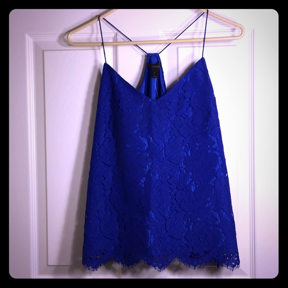 NWT J. Crew Blue Lace Top (Size 0P)